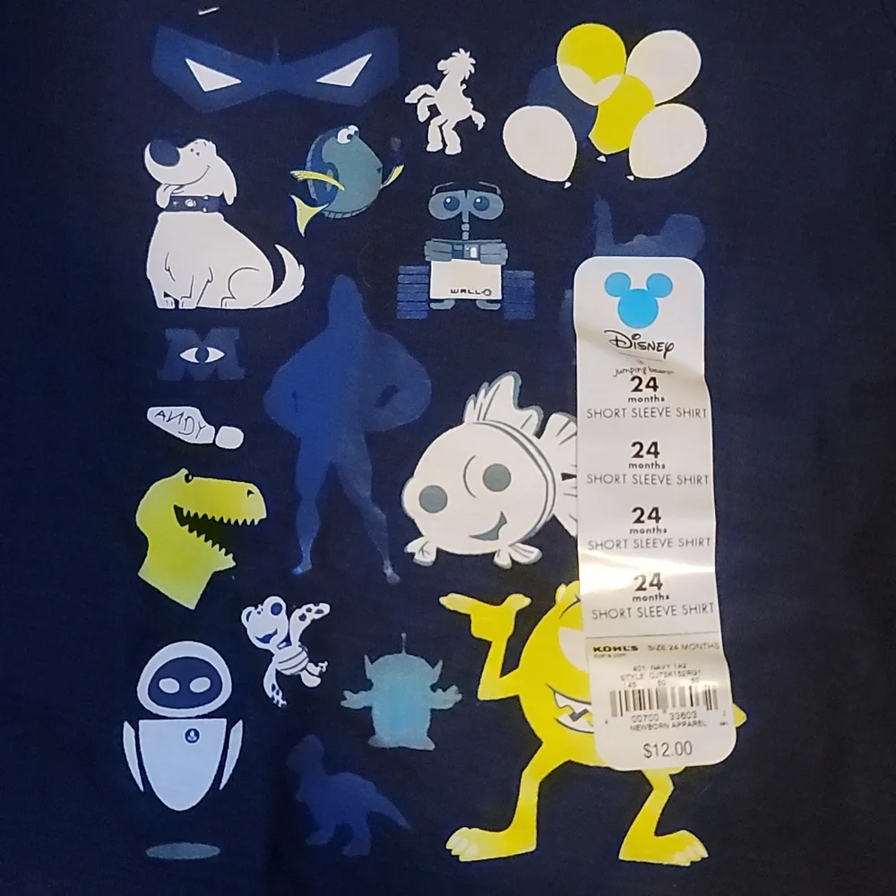DISNEY JUMPING BEANS NAVY BLUE CHARACTER GRAPHIC TEE: NWT: SZ 24 MTH